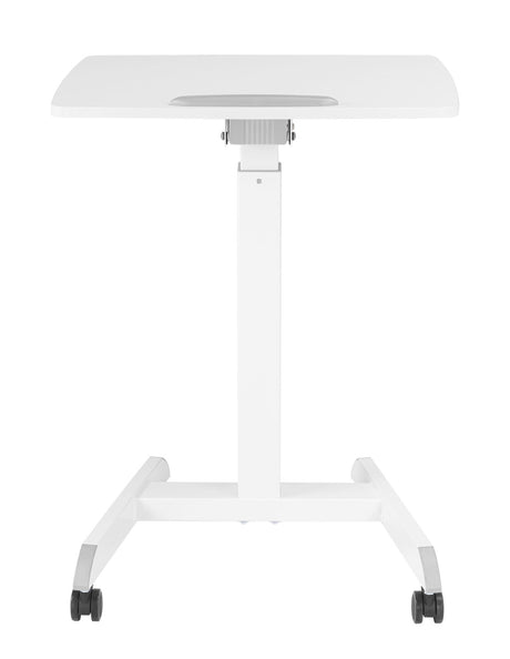 Height Adjustable Mobile Workstation w/ Paddle Lever & Tiltable Desktop - White