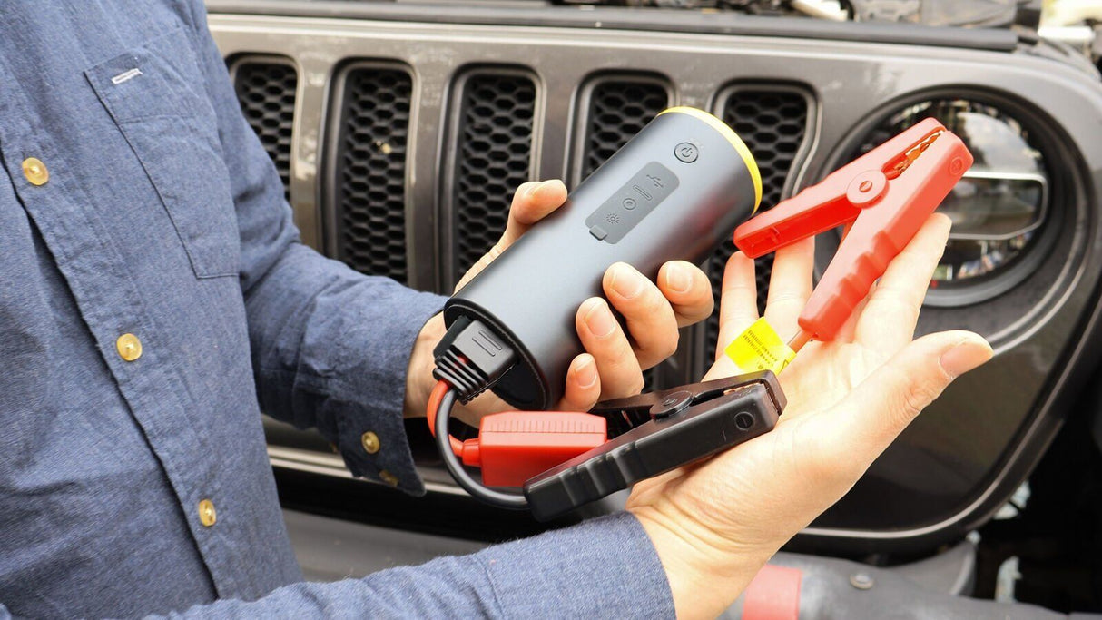 Camping Light and Power Kit with 1300lm Lantern, 10000mAh Wireless Power Bank, Jump Starter, Tyre Inflator and Blower Vacuum
