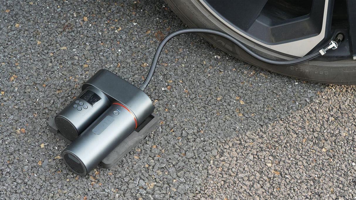 Car Jump Starter Kit 300A (1500A Max) with Tyre Inflator, Blower Vacuum, Camping Light and 10000mAh Power Bank