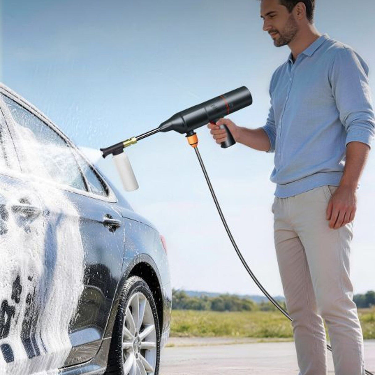 Portable Car Washer Kit with 6 Spray Modes, Foam Wash, Tyre Inflator, Car Vacuum and 15000mAh Power Bank