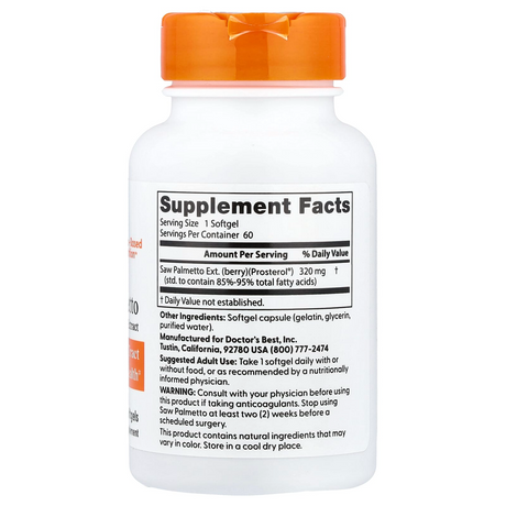 Doctor's Best Saw Palmetto Standardised Extract 320 mg - 60 Softgels