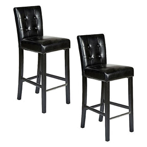 Set of 2 Manhattan Wooden Bar Stools - Black (Vintage Chairs)