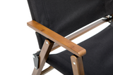 4x Bamboo Canvas Folding Camping Chairs - Black (Outdoor Wooden Travel Furniture)