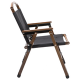 Bamboo Canvas Folding Camping Chair - Black (Outdoor Wooden Travel Furniture)
