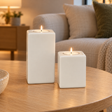 BR Home Set of 2 Tealight Candle Holder Columns (8cm & 12cm Heights) - Ceramic