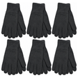 6x 3M Thinsulate Womens Full Finger Knit Gloves Bulk Pack - Black (Polar Fleece Thermal Insulation)