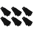 6x Dents 3M Thinsulate Womens Full Finger Knit Black Gloves Bulk Pack - Polar Fleece Thermal Insulation