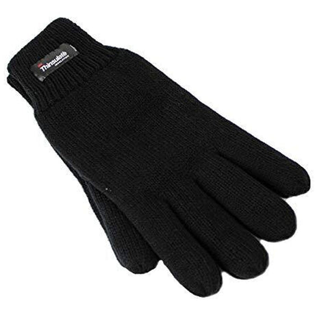 3x Dents 3M Thinsulate Womens Full Finger Knit Black Gloves Pack - Polar Fleece Thermal Insulation