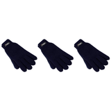 3x Dents 3M Thinsulate Womens Full Finger Knit Navy Gloves Pack - Polar Fleece Thermal Insulation