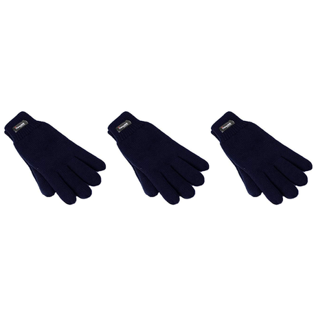 3x Dents 3M Thinsulate Womens Full Finger Knit Navy Gloves Pack - Polar Fleece Thermal Insulation