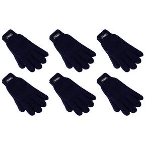 6x Dents 3M Thinsulate Womens Full Finger Knit Navy Gloves Bulk Pack - Polar Fleece Thermal Insulation