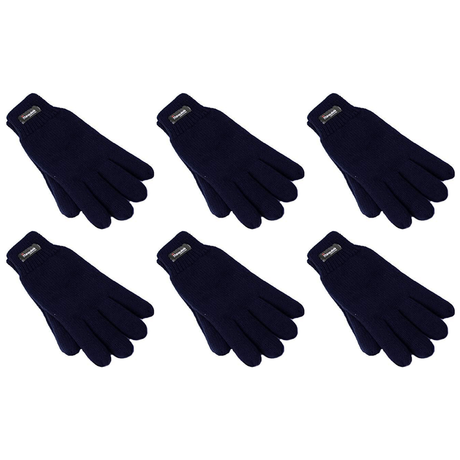 6x Dents 3M Thinsulate Womens Full Finger Knit Navy Gloves Bulk Pack - Polar Fleece Thermal Insulation