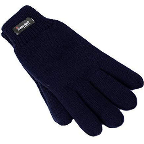 3x Dents 3M Thinsulate Womens Full Finger Knit Navy Gloves Pack - Polar Fleece Thermal Insulation
