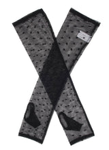 Dents Womens Long Tulle Flock Dot Fingerless Mittens - Black