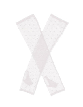 Dents Womens Long Tulle Flock Dot Fingerless Mittens - White