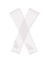 Dents Womens Long Tulle Flock Dot Fingerless Mittens - White