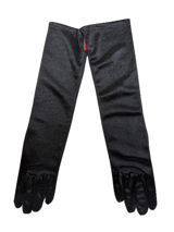 Dents Womens Ladies Stretch Satin Below Elbow Evening Gloves in Black