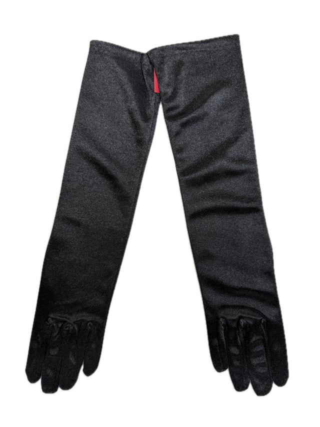 Dents Womens Ladies Stretch Satin Below Elbow Evening Gloves in Black