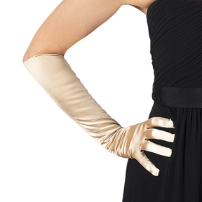 Dents Womens Satin Elbow Length Evening Gloves - Gold