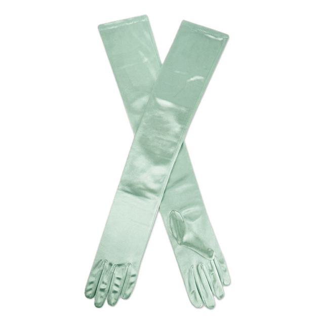 Dents Womens Stretch Satin Shoulder Length Evening Gloves - Mint