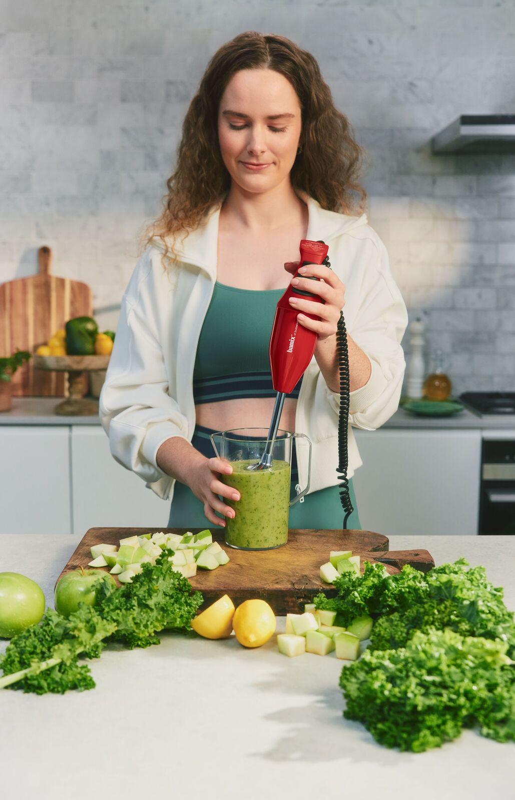 Bamix Classic Immersion Blender 140W Multi-Purpose Blade Made in Switzerland in Red