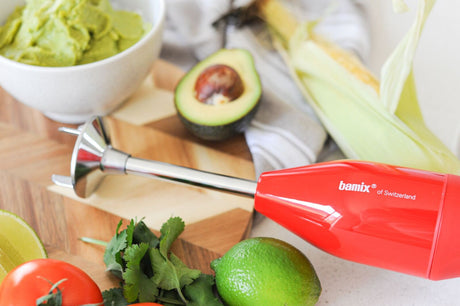 Bamix Classic Immersion Blender 140W Multi-Purpose Blade Made in Switzerland in Red