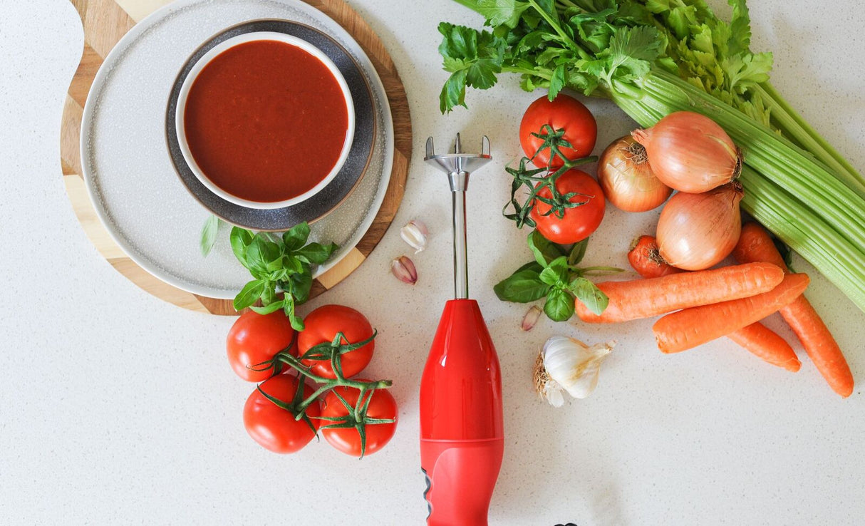 Bamix Classic Immersion Blender 140W Multi-Purpose Blade Made in Switzerland in Red