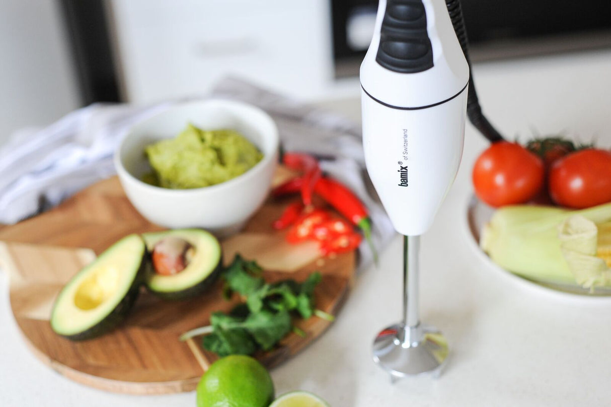 Bamix Classic Immersion Blender 140W Stick Mixer Stainless Steel Blade in White