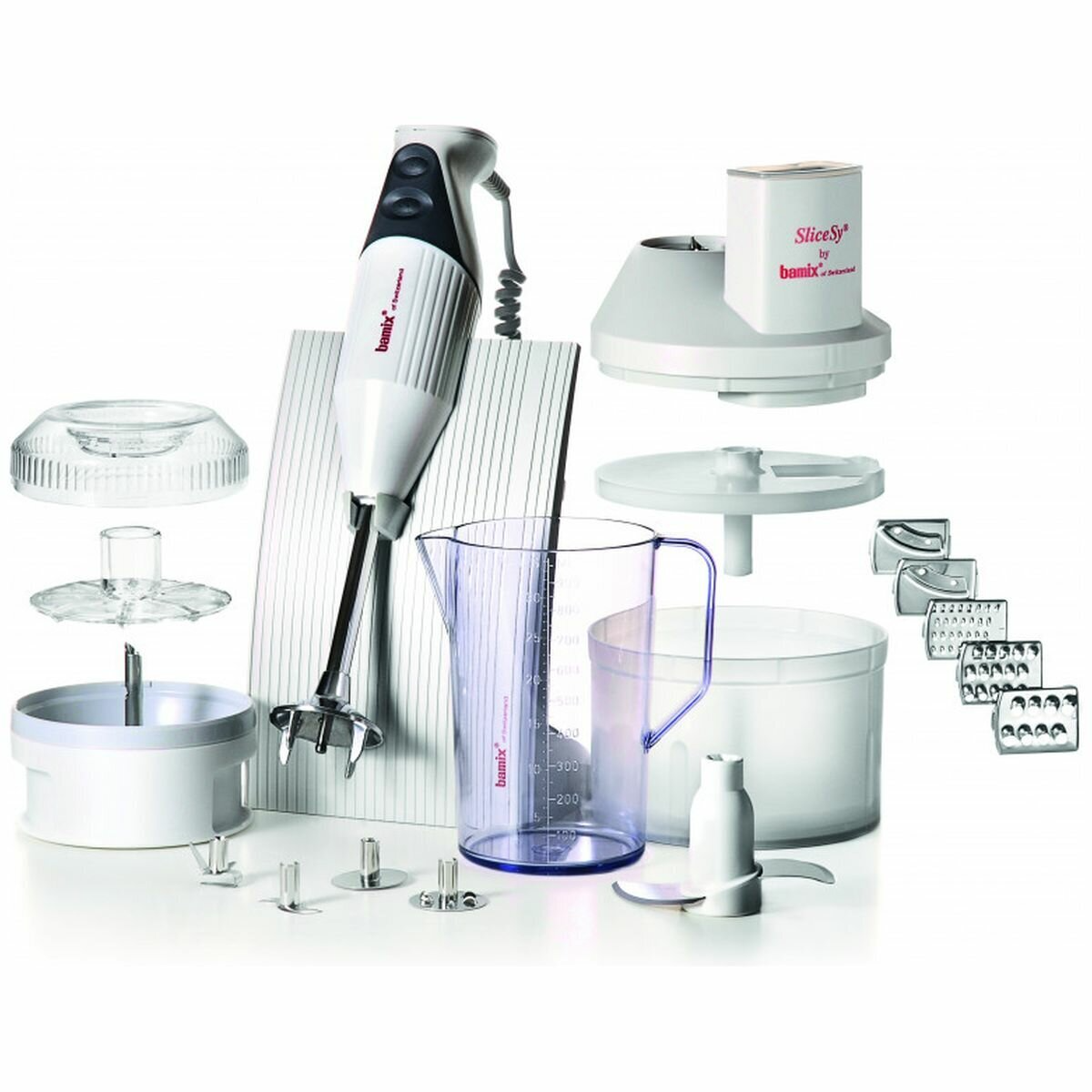 Bamix SwissLine Superbox - 200W Stick Blender, 4 Blade & SliceSy Attachments & Wet/Dry Processor