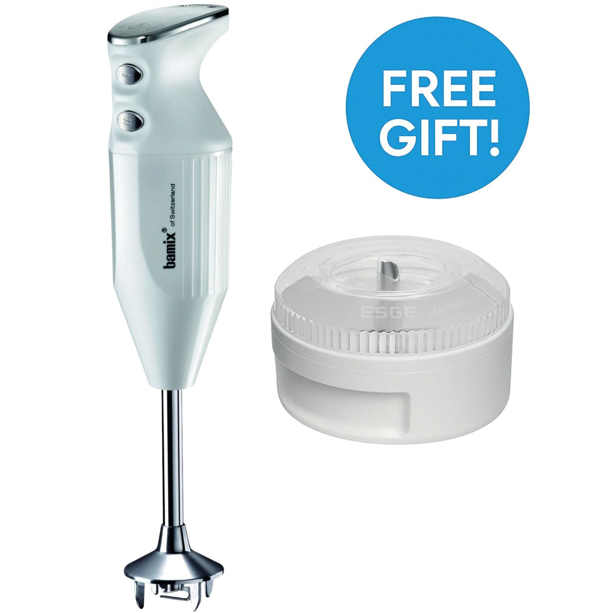 Bamix Maxx 350W Immersion Stick Mixer Blender White + FREE Wet/Dry Attachment