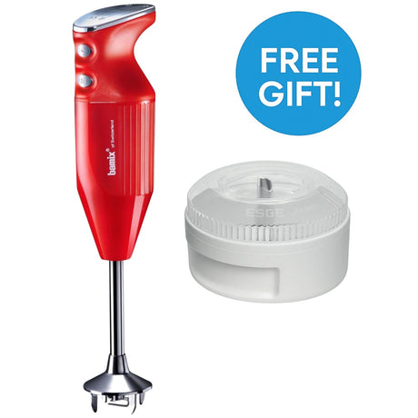 Bamix 350W Maxx Immersion Stick Blender Red + FREE Wet/Dry Processor (Swiss)