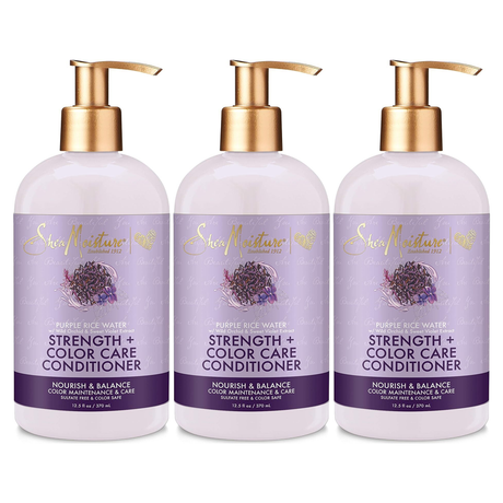 3x Shea Moisture 370ml Purple Rice Water Strength + Colour Care Conditioner (Bulk Pack)