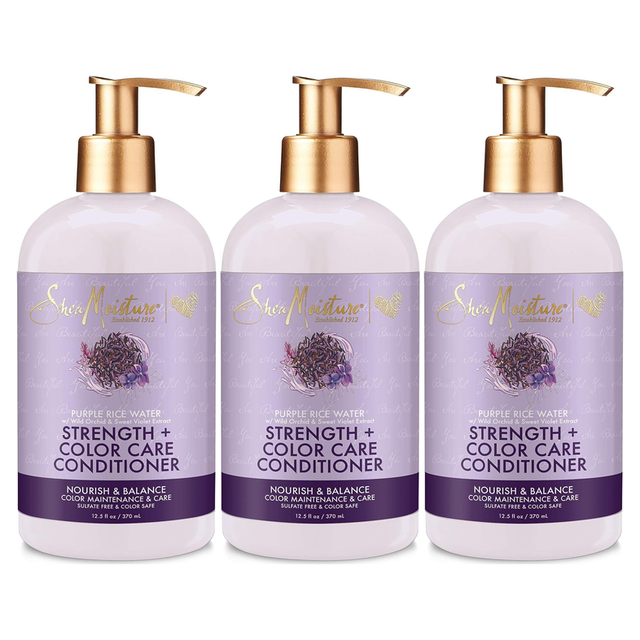 3x Shea Moisture 370ml Purple Rice Water Strength + Colour Care Conditioner (Pack)