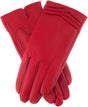 Dents Womens Leather Gloves With Pleat Detail And Fine Fleece Lining - Berry - Small