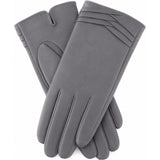 Dents Womens Leather Gloves with Pleat Detail & Fine Fleece Lining - Charcoal