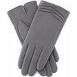 Dents Womens Leather Gloves with Pleat Detail & Fine Fleece Lining - Charcoal