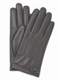 Dents Womens Leather Gloves with Stud Button & 3-Point Stitch - Charcoal