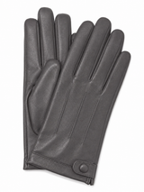 Dents Womens Leather Gloves with Stud Button & 3-Point Stitch - Charcoal