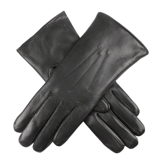 Dents Womens Kangaroo Leather Dress Gloves - Black (Cashmere Wool Lined)