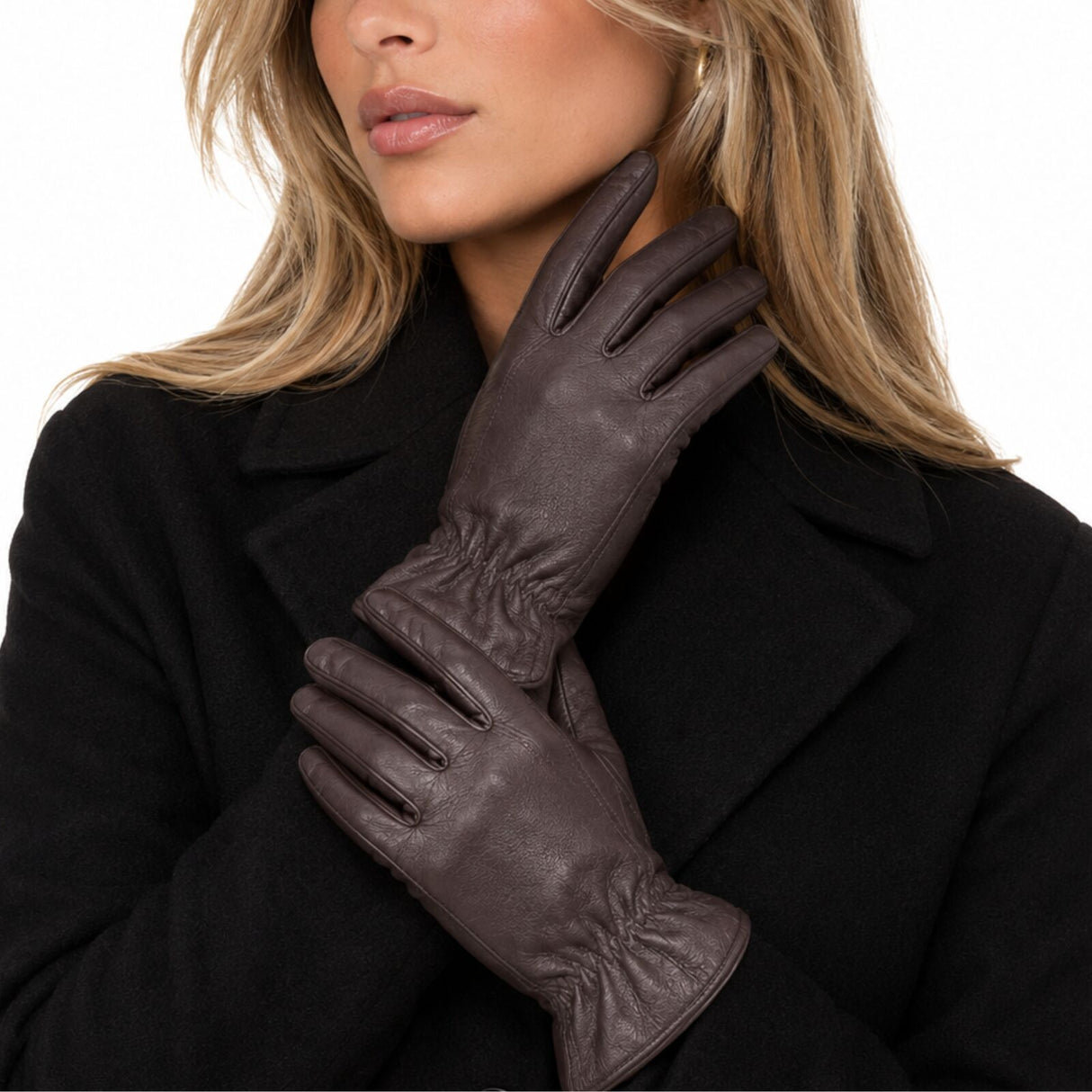 Dents Womens Premium Kangaroo Leather Gloves - Chocolate (100% Wool Lined for Winter)