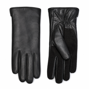 Dents Womens Leather Gloves with Suede Palm - Black