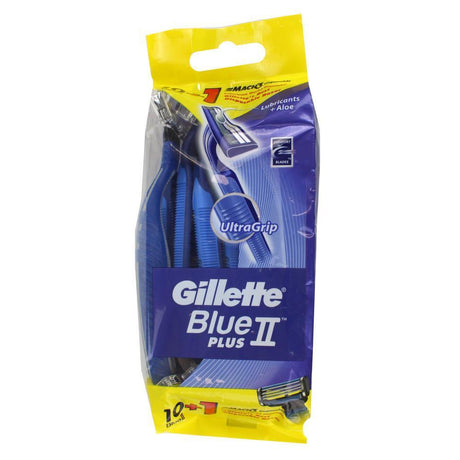 GILLETTE 10-Pack Blue II Disposable Razors + 1 Mach 3