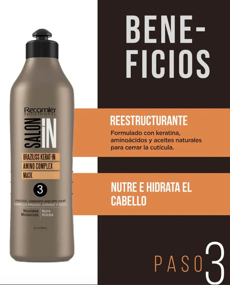 1 Litre Premium Recaimer Pure Keratin Braziliss Mask Straightening (Step 3)