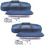2x 4pc Anchor Hocking Bake-N-Take Hot/Cold Glass Dish/Casserole/Lid Set - Blue