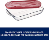 4pc Anchor Hocking Bake-N-Take Hot/Cold Glass Dish Casserole Lid Set - Red