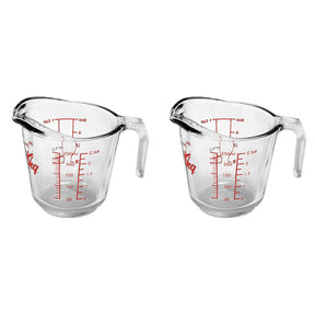 2x Anchor Hocking 250ml/1-Cup Glass Measuring Jug Small - Clear