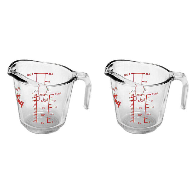 2x Anchor Hocking 250ml/1-Cup Glass Measuring Jug Small - Clear