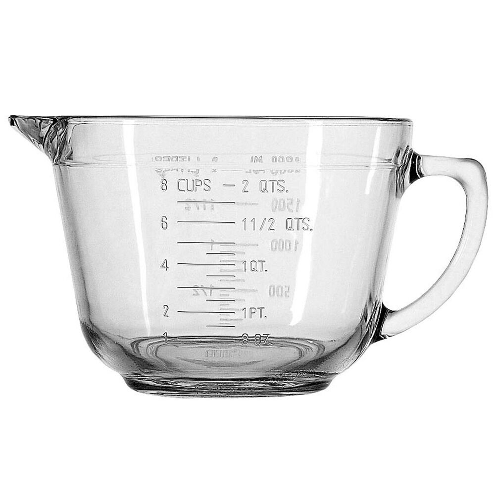 2x Anchor Hocking 2L/8-Cup Glass Batter Bowl Measuring Jug - Clear