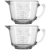 2x Anchor Hocking 2L/8-Cup Glass Batter Bowl Measuring Jug - Clear