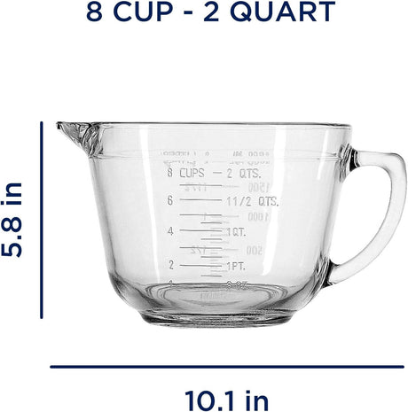 Anchor Hocking 2L/8-Cup Glass Batter Bowl Measuring Jug - Clear